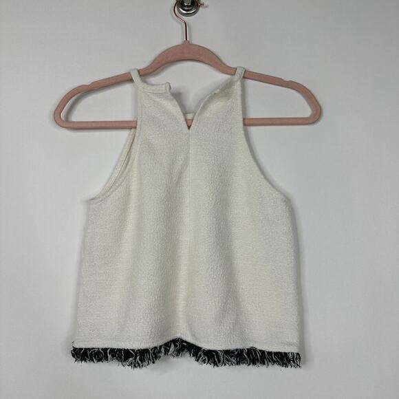2/$30 ZARA Trafaluc Fringed Tweed Halter Top White Small #A0640 - Picture 6 of 8